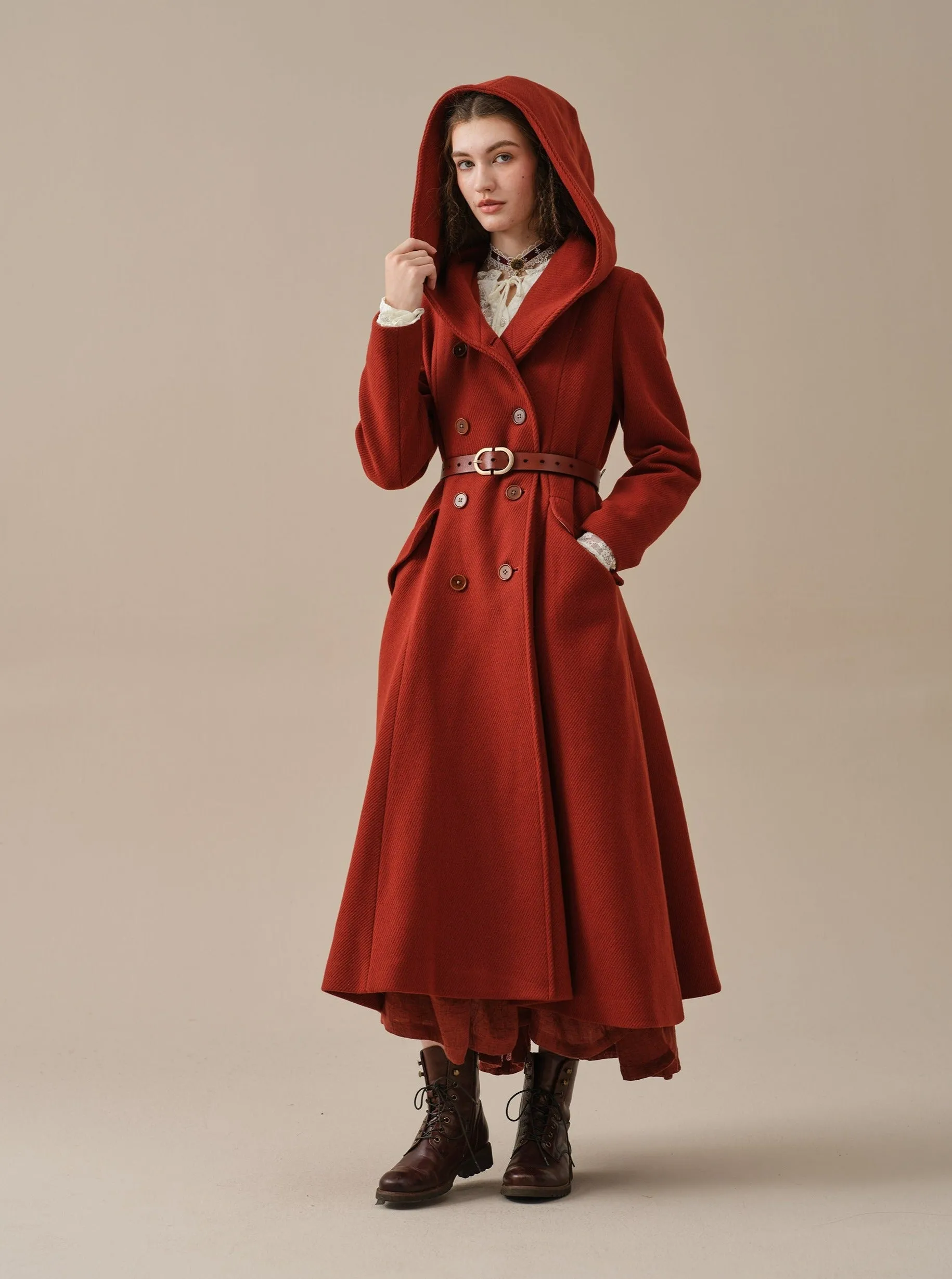 Trista 24 | 100% twill wool hooded coat