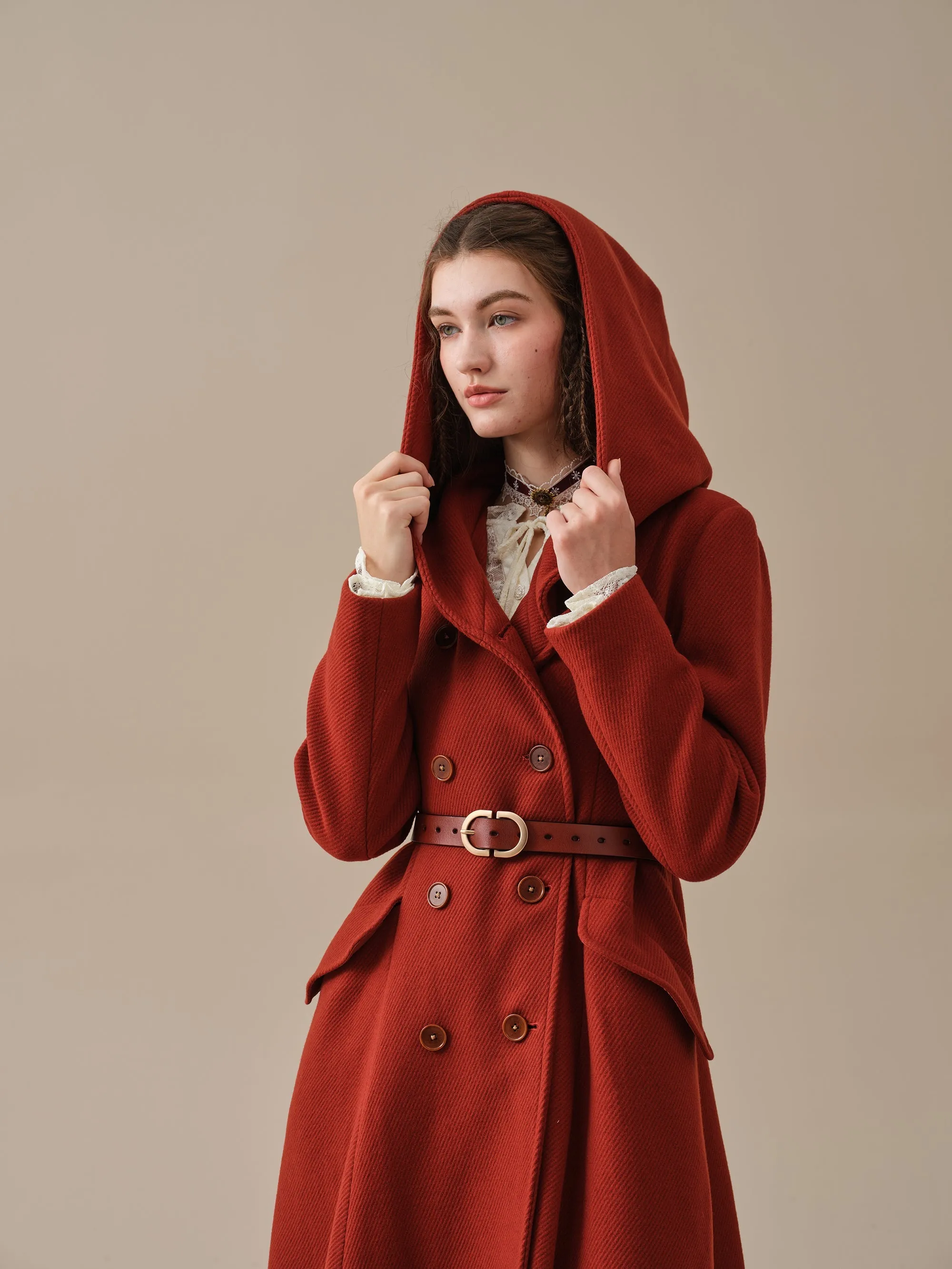 Trista 24 | 100% twill wool hooded coat