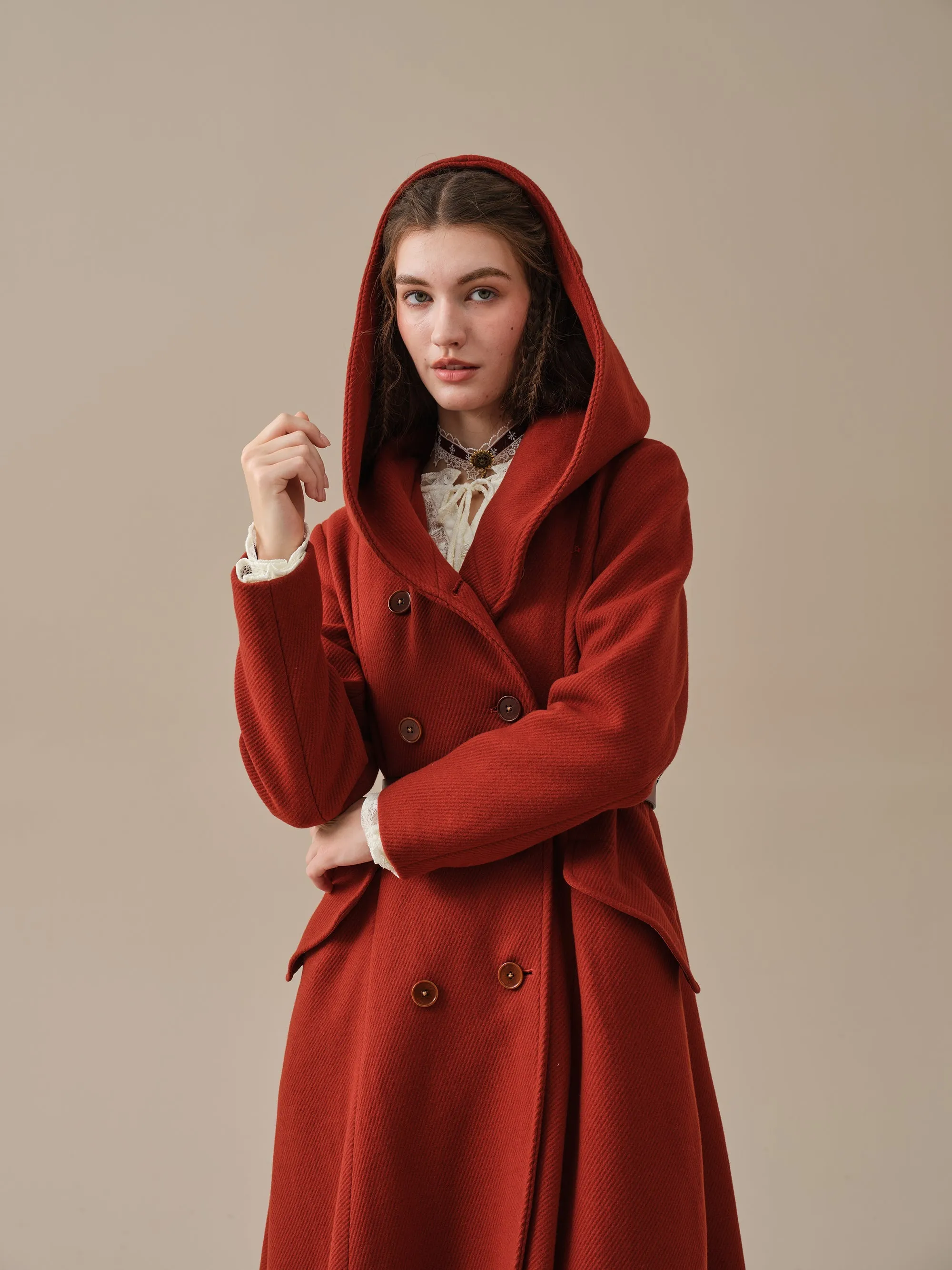 Trista 24 | 100% twill wool hooded coat