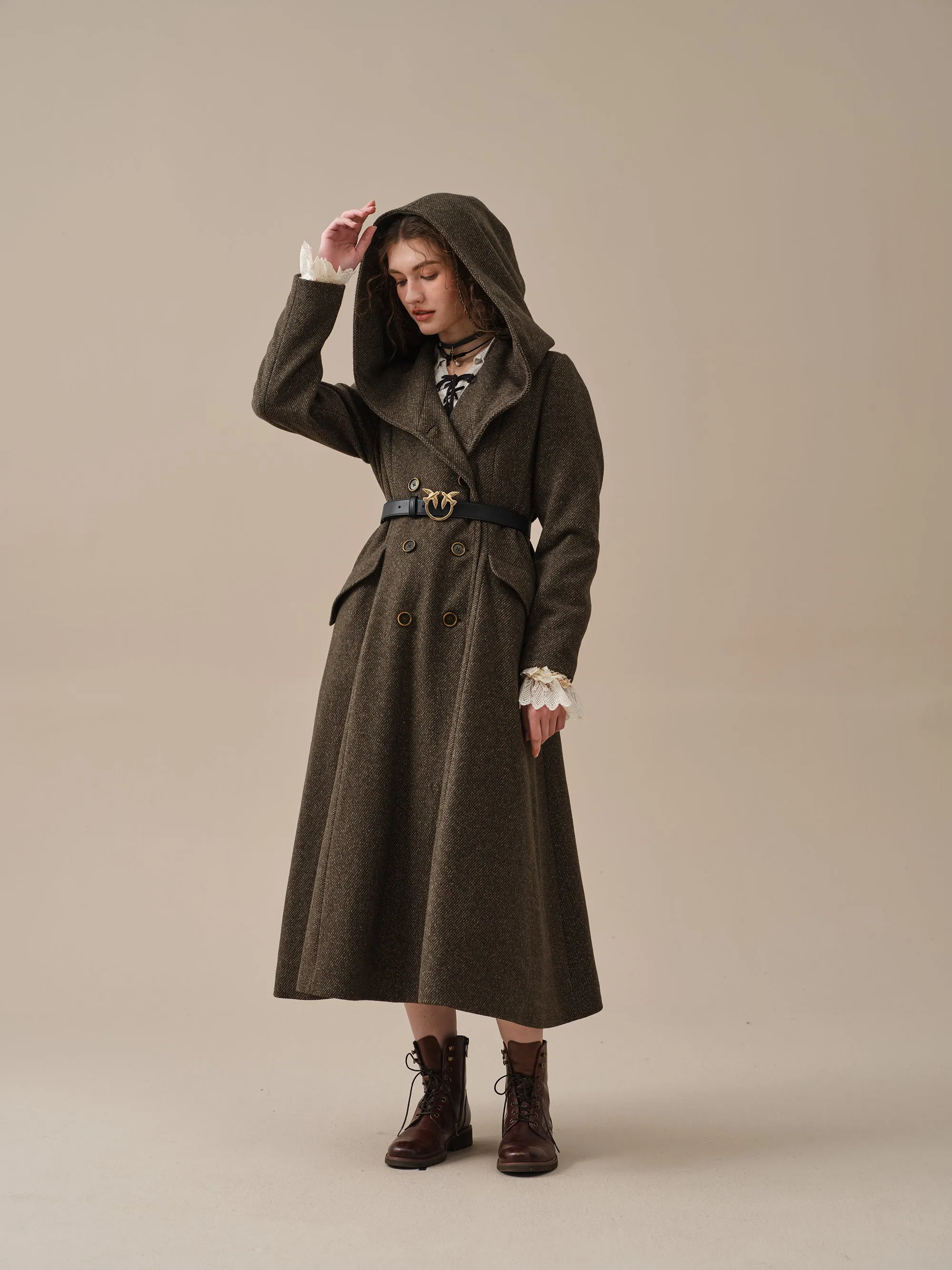 Trista 24 | 100% twill wool hooded coat