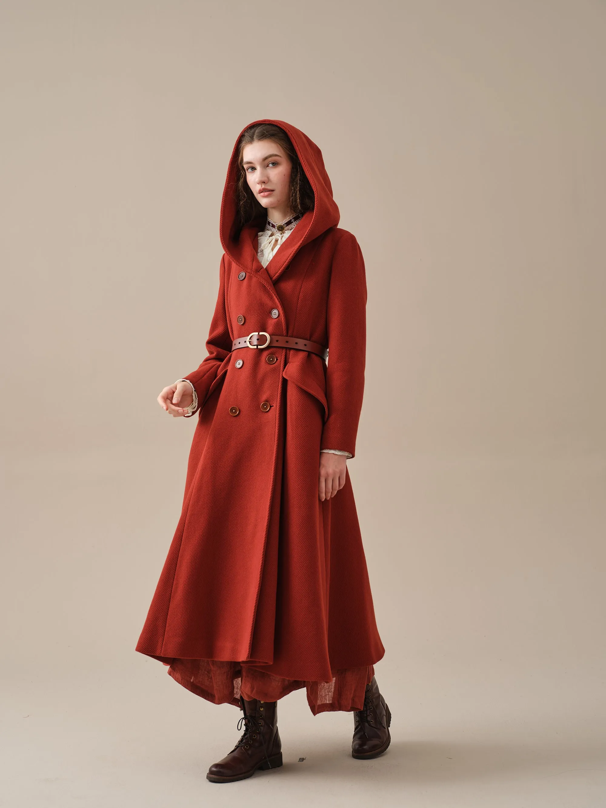 Trista 24 | 100% twill wool hooded coat