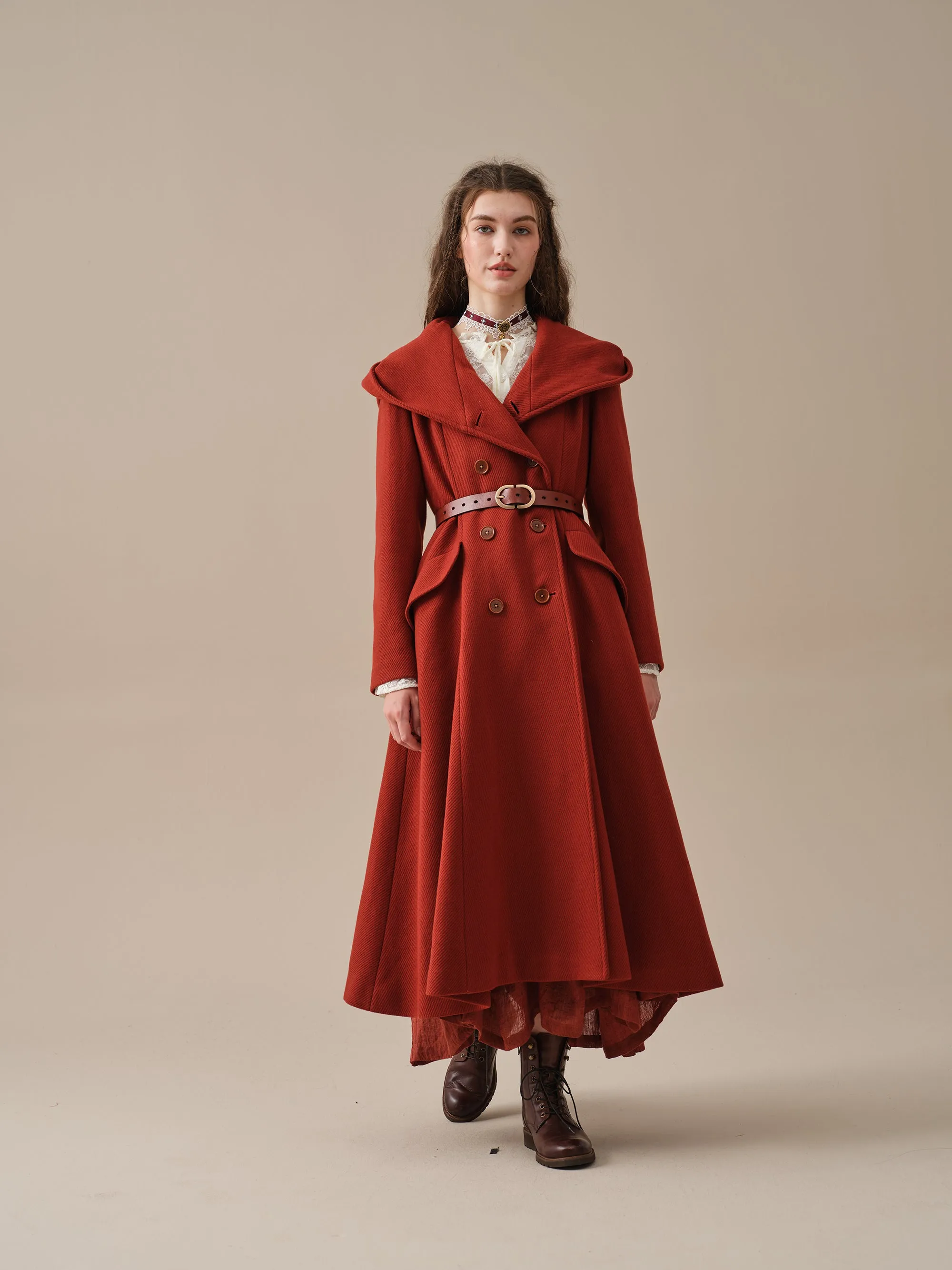 Trista 24 | 100% twill wool hooded coat