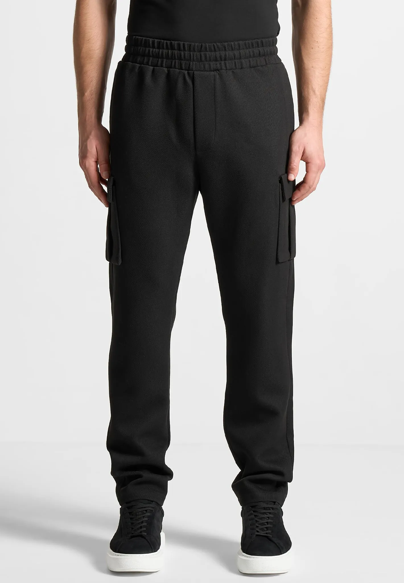 Twill Cargo Regular Fit Pants - Black