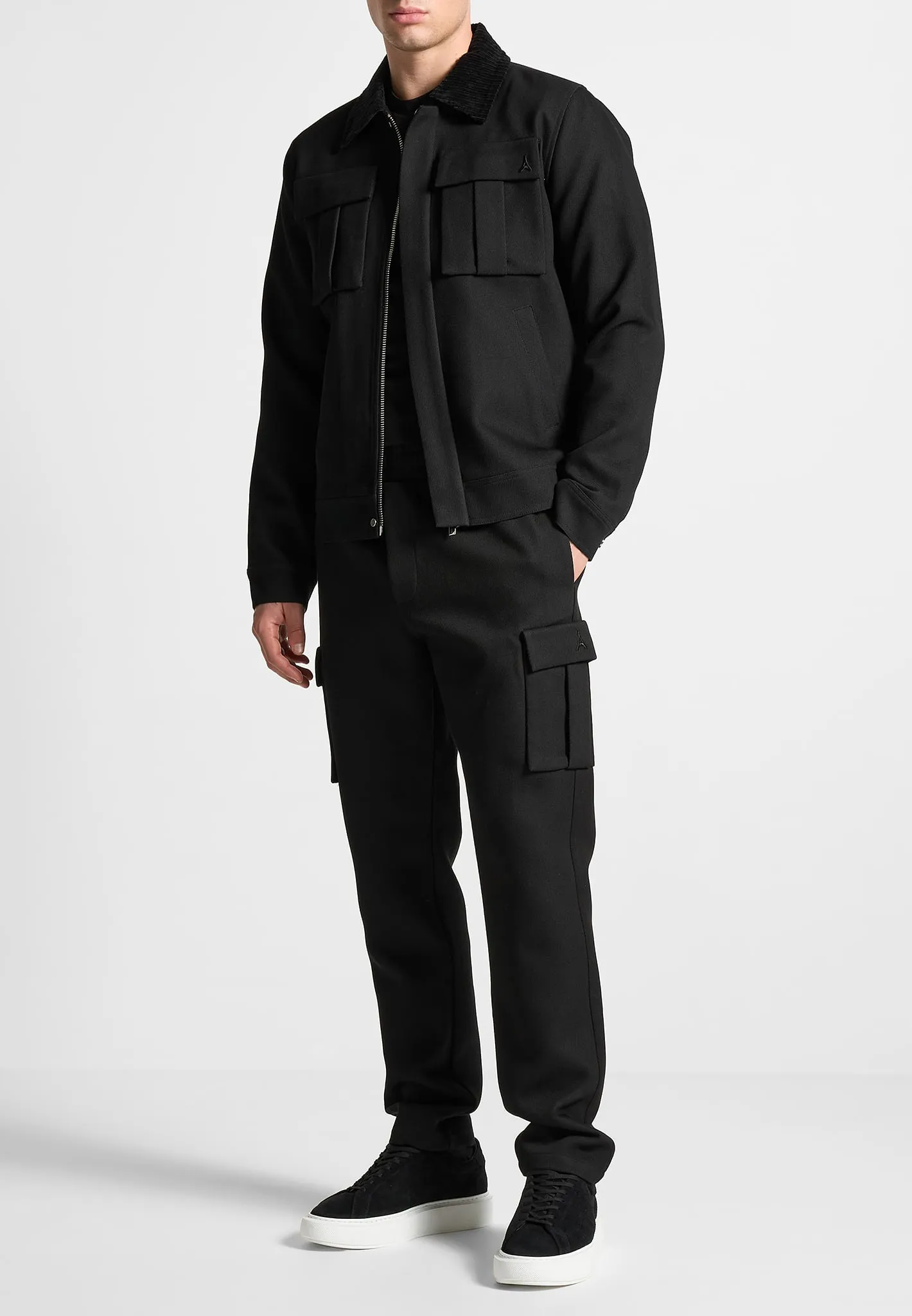 Twill Cargo Regular Fit Pants - Black