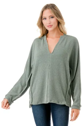 Waffle Oversized V-Neck Top