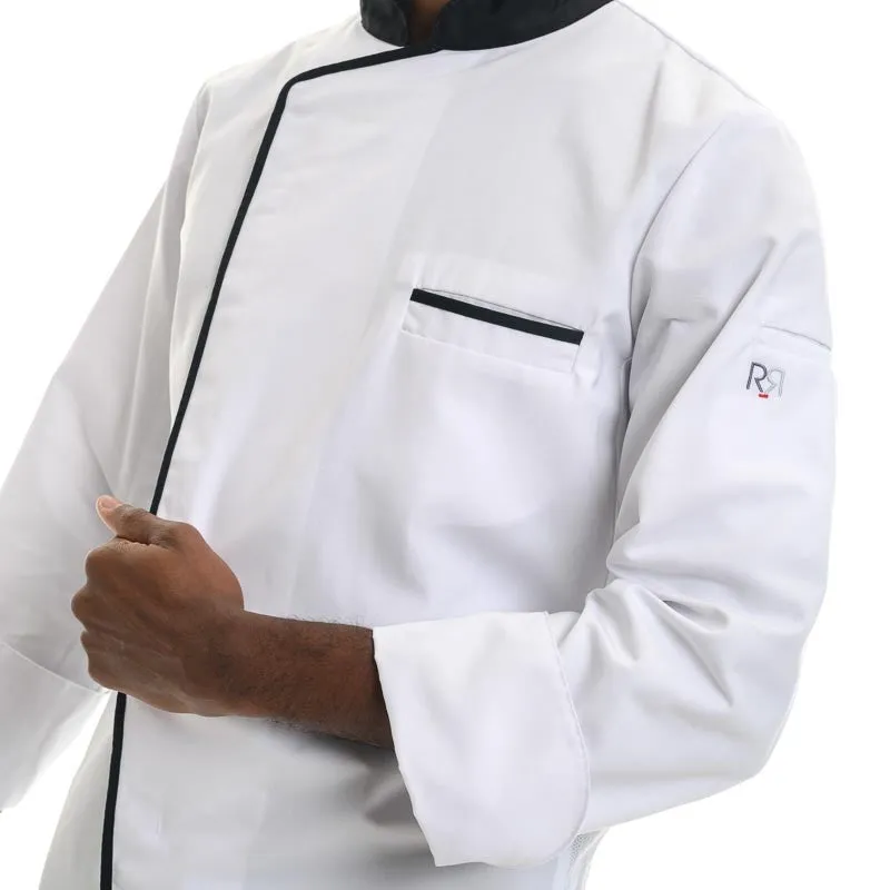 White and Black Long Sleeve Chef Coat Energy - ROBUR