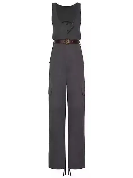 Women’s Belted Jumpsuit in Cotton Twill