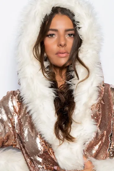 Women's LED Sequin Temptress Coat in "Rose Gold"