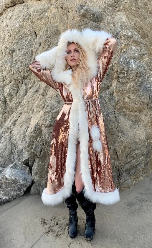 Women's Sequin Temptress Coat in "Rose Gold"